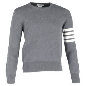 Thom Browne 4-Bar Pullover in Grey Cotton